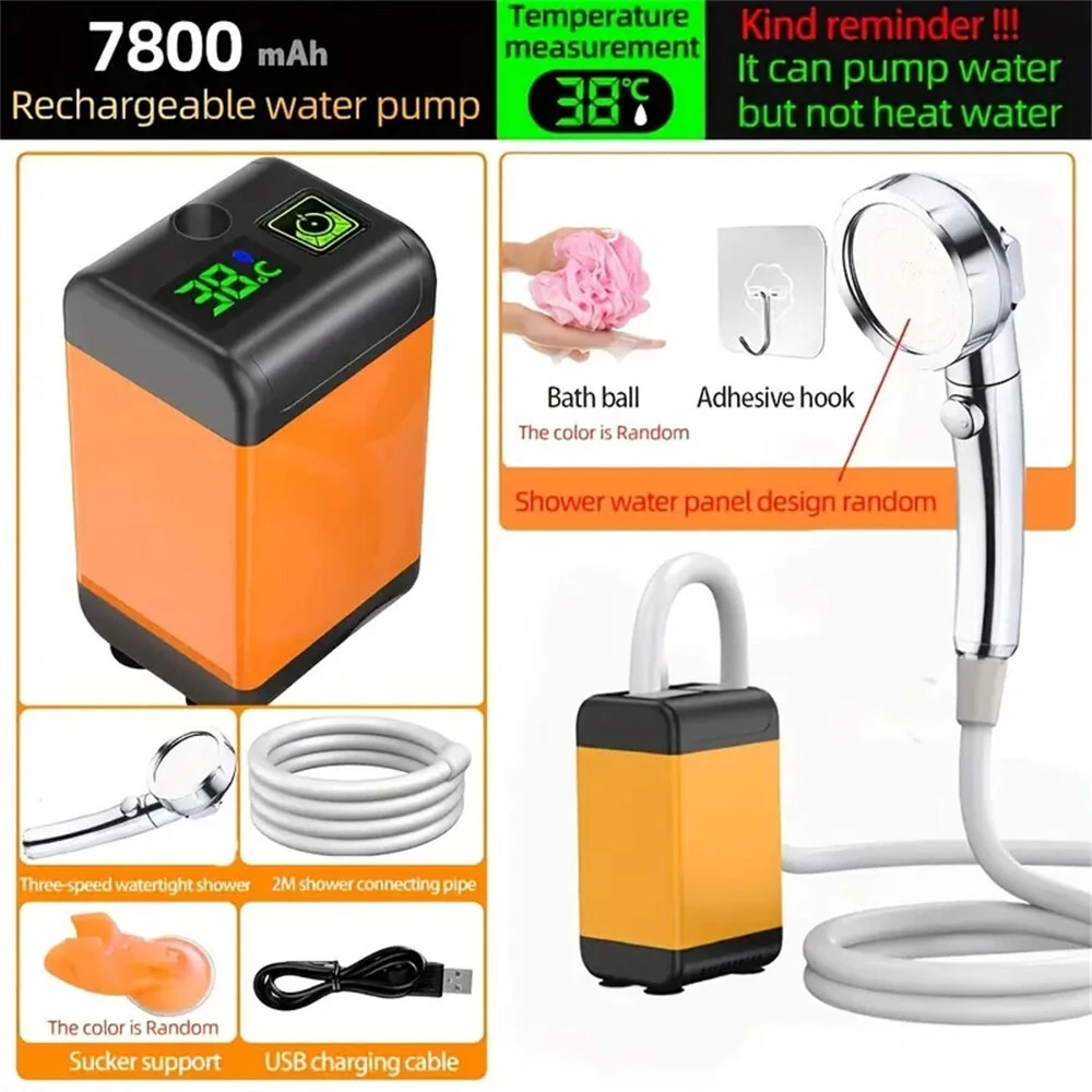(image for) IPRee Outdoor Camping Shower Portable Electric Shower Pump IPX7 Waterproof 6000/7800mAh with Digital Display Temperature for Camping Travel Beach Dormitory