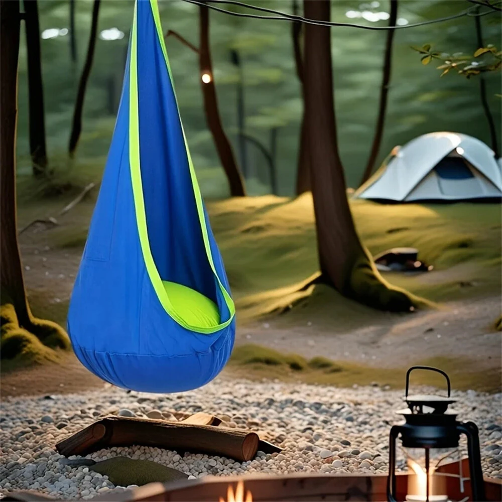 (image for) IPRee Portable Children's Sensory Hanging Chair Hammock Portable Parachute Swing Bed With Inflatable Cushion Indoor/Courtyard Play Seat with Inflatable Cushion